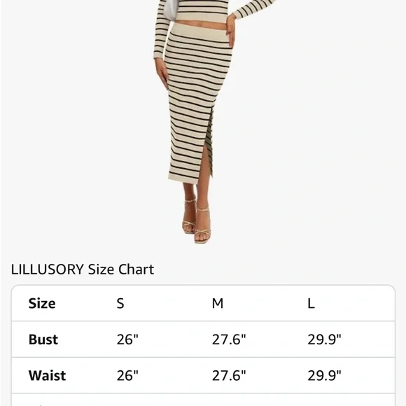 Two piece striped sweater and skirt set size medium - Picture 7 of 10